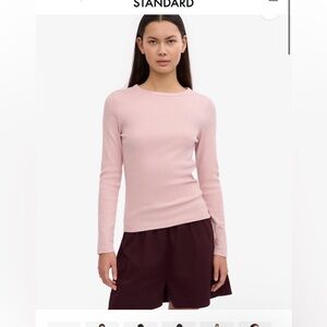 Colorful Standard Organic Cotton blend Ribbed Knit LS Tee in Faded Pink NWT